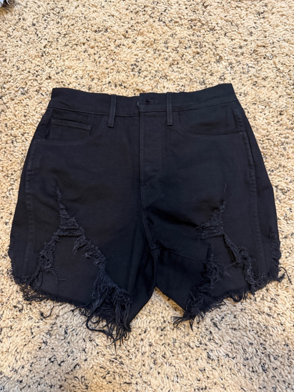 3x1 Women's Black Distressed Denim Shorts
